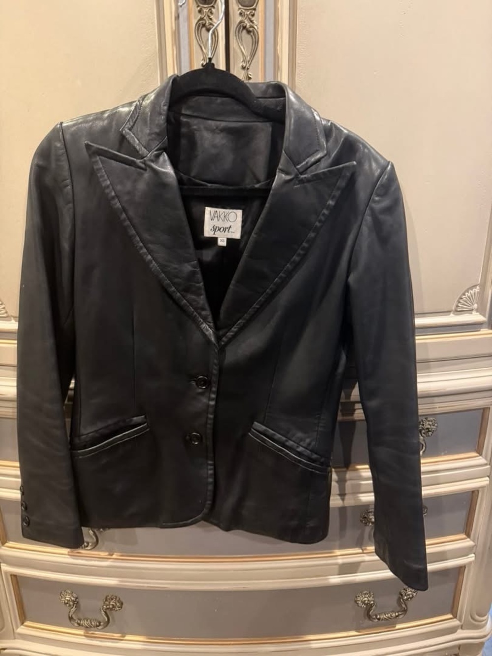 NWOT Vakko Women's Genuine Leather Blazer Jacket, XS